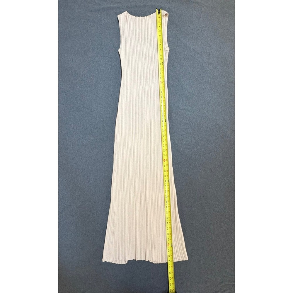 Quince Womens M Cotton Cashmere Ribbed Sleeveless Midi Dress Heather Oatmeal - Picture 10 of 12